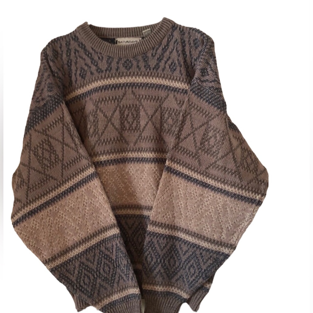 Men’s rare striped Saturdays VTG Y2k fall VTG abstract acrylic sweater